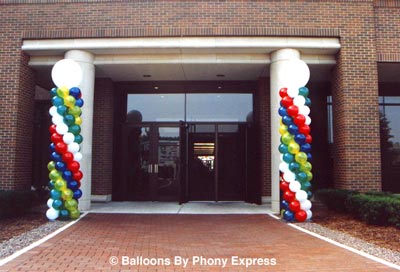Balloon columns at building entry